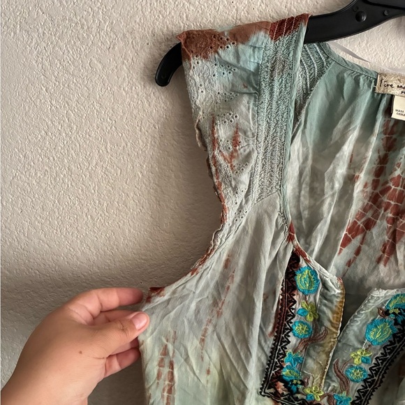 Live and Let Live Bohemian Women's Green Tie Dye 
 Blouse Sleeveless Top MP - Picture 4 of 10